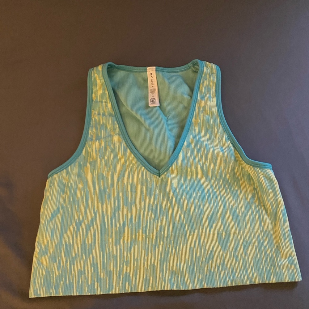 Athleta Blue and Yellow Sleeveless Crop Tank Top